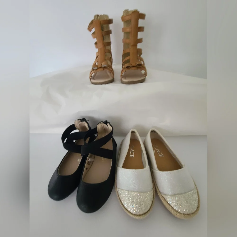 Baby Girl Shoes Bundle Lot  The Children's Place Black Brown White Size 4
